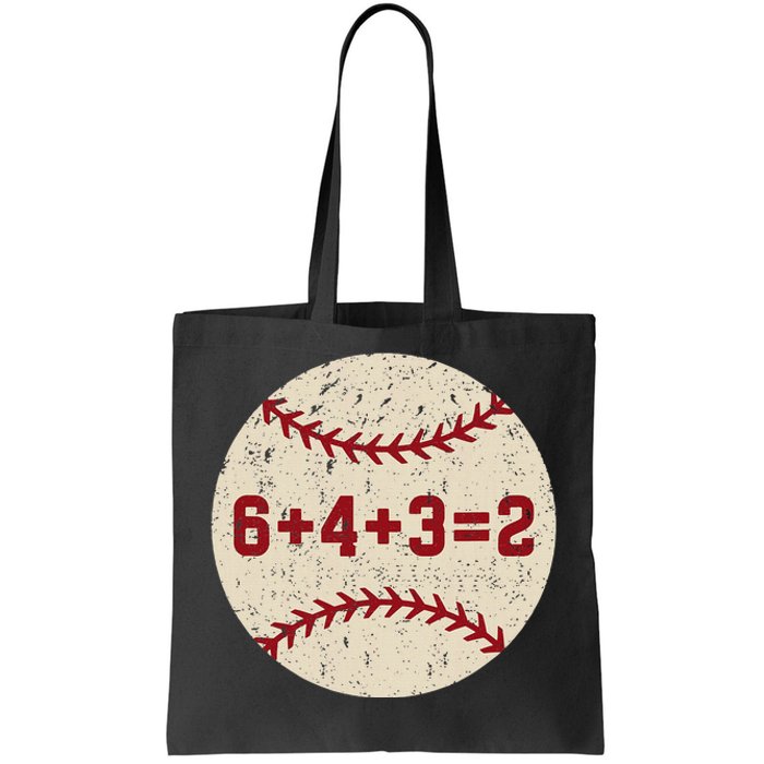 6+4+3=2 Baseball Double Play Retro Funny Baseball Player Tote Bag