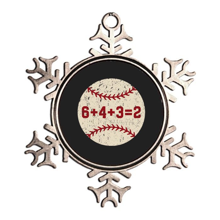 6+4+3=2 Baseball Double Play Retro Funny Baseball Player Metallic Star Ornament