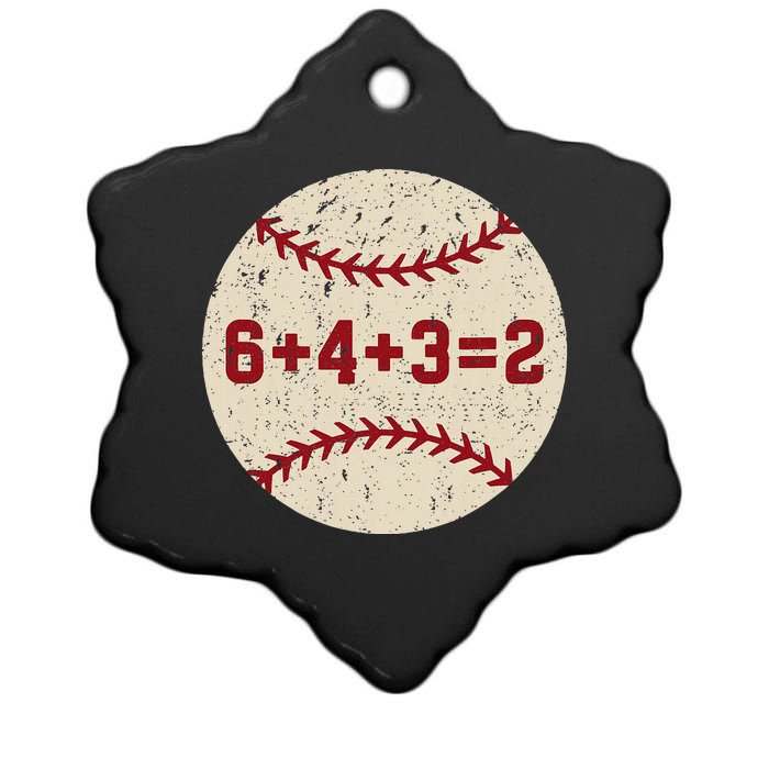 6+4+3=2 Baseball Double Play Retro Funny Baseball Player Ceramic Star Ornament