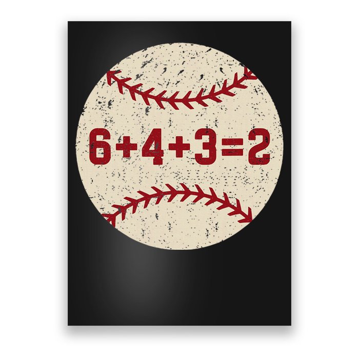 6+4+3=2 Baseball Double Play Retro Funny Baseball Player Poster