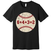 6+4+3=2 Baseball Double Play Retro Funny Baseball Player Premium T-Shirt