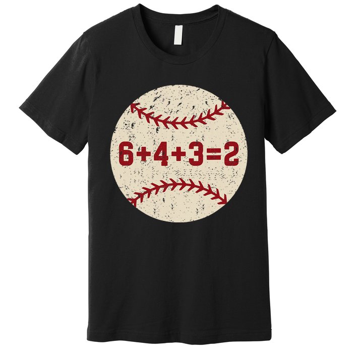 6+4+3=2 Baseball Double Play Retro Funny Baseball Player Premium T-Shirt