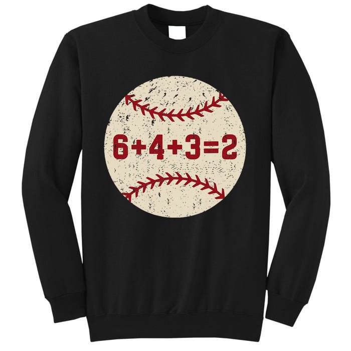 6+4+3=2 Baseball Double Play Retro Funny Baseball Player Tall Sweatshirt