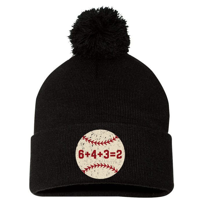 6+4+3=2 Baseball Double Play Retro Funny Baseball Player Pom Pom 12in Knit Beanie