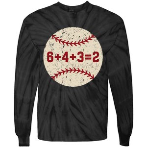 6+4+3=2 Baseball Double Play Retro Funny Baseball Player Tie-Dye Long Sleeve Shirt