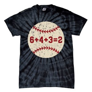 6+4+3=2 Baseball Double Play Retro Funny Baseball Player Tie-Dye T-Shirt