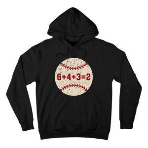 6+4+3=2 Baseball Double Play Retro Funny Baseball Player Tall Hoodie