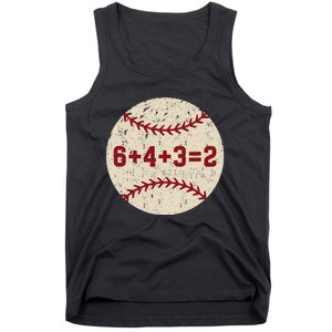 6+4+3=2 Baseball Double Play Retro Funny Baseball Player Tank Top