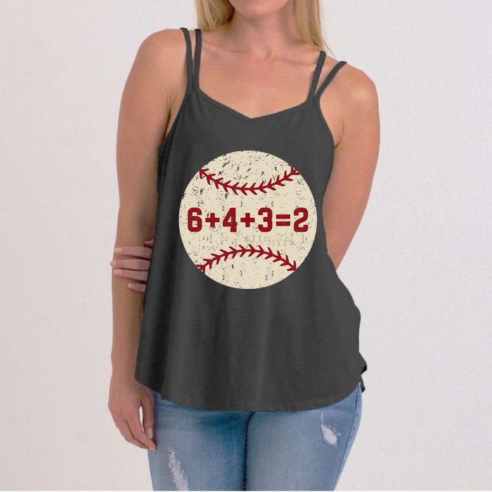 6+4+3=2 Baseball Double Play Retro Funny Baseball Player Women's Strappy Tank