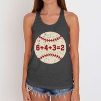 6+4+3=2 Baseball Double Play Retro Funny Baseball Player Women's Knotted Racerback Tank