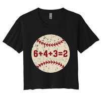 6+4+3=2 Baseball Double Play Retro Funny Baseball Player Women's Crop Top Tee