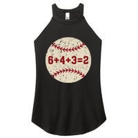 6+4+3=2 Baseball Double Play Retro Funny Baseball Player Women's Perfect Tri Rocker Tank