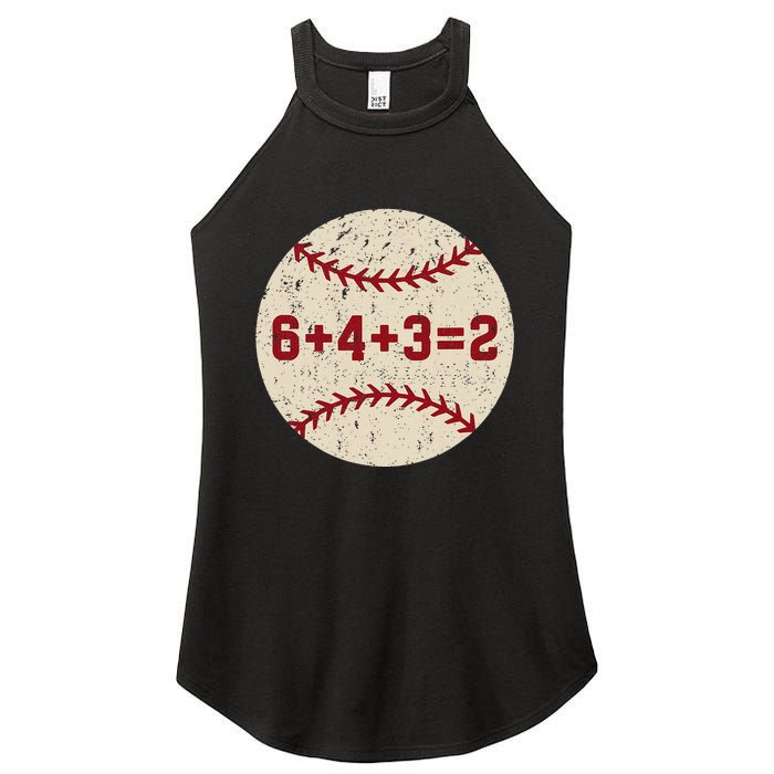 6+4+3=2 Baseball Double Play Retro Funny Baseball Player Women's Perfect Tri Rocker Tank