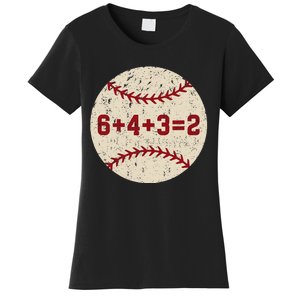 6+4+3=2 Baseball Double Play Retro Funny Baseball Player Women's T-Shirt