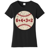 6+4+3=2 Baseball Double Play Retro Funny Baseball Player Women's T-Shirt