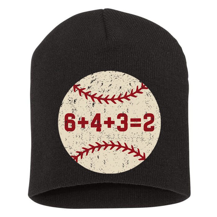 6+4+3=2 Baseball Double Play Retro Funny Baseball Player Short Acrylic Beanie