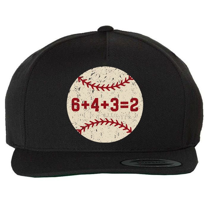 6+4+3=2 Baseball Double Play Retro Funny Baseball Player Wool Snapback Cap