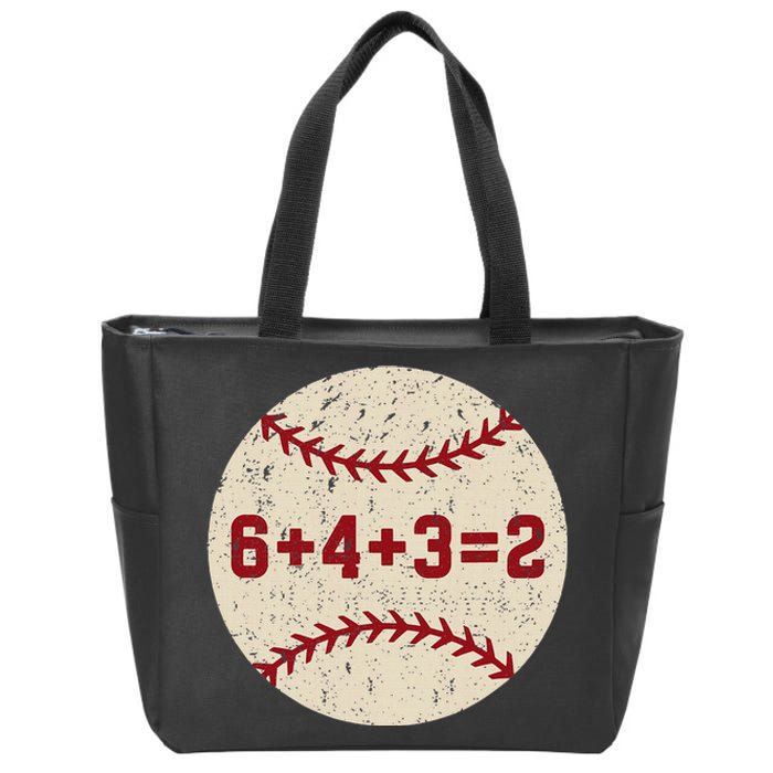 6+4+3=2 Baseball Double Play Retro Funny Baseball Player Zip Tote Bag