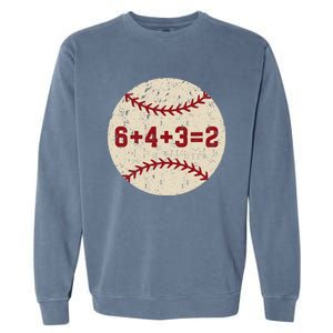 6+4+3=2 Baseball Double Play Retro Funny Baseball Player Garment-Dyed Sweatshirt