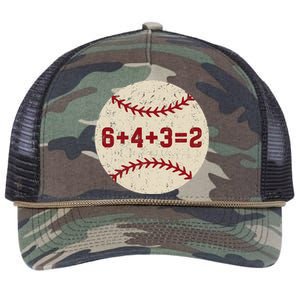 6+4+3=2 Baseball Double Play Retro Funny Baseball Player Retro Rope Trucker Hat Cap