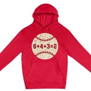 6+4+3=2 Baseball Double Play Retro Funny Baseball Player Premium Pullover Hoodie