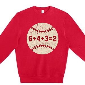 6+4+3=2 Baseball Double Play Retro Funny Baseball Player Premium Crewneck Sweatshirt