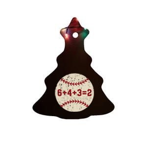 6+4+3=2 Baseball Double Play Retro Funny Baseball Player Ceramic Tree Ornament