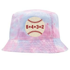 6+4+3=2 Baseball Double Play Retro Funny Baseball Player Tie-Dyed Bucket Hat