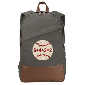 6+4+3=2 Baseball Double Play Retro Funny Baseball Player Cotton Canvas Backpack