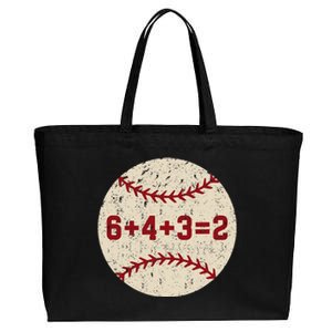 6+4+3=2 Baseball Double Play Retro Funny Baseball Player Cotton Canvas Jumbo Tote