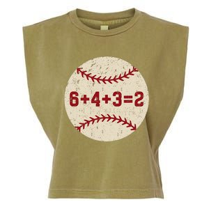 6+4+3=2 Baseball Double Play Retro Funny Baseball Player Garment-Dyed Women's Muscle Tee