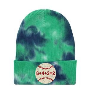 6+4+3=2 Baseball Double Play Retro Funny Baseball Player Tie Dye 12in Knit Beanie