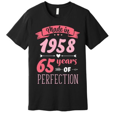 65 Birthday Decorations Women Female 65th BDay 1958 Birthday Premium T-Shirt