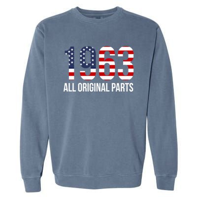 60th Birthday Design – 1963 Us America Flag Gift Garment-Dyed Sweatshirt