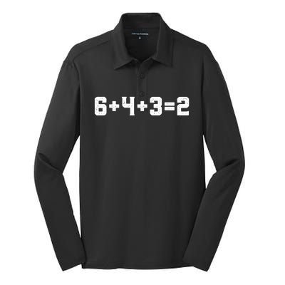 6432 Baseball Double Play Funny Baseball 6 4 3 2 Silk Touch Performance Long Sleeve Polo