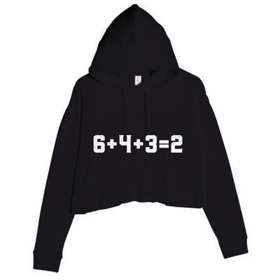 6432 Baseball Double Play Funny Baseball 6 4 3 2 Crop Fleece Hoodie