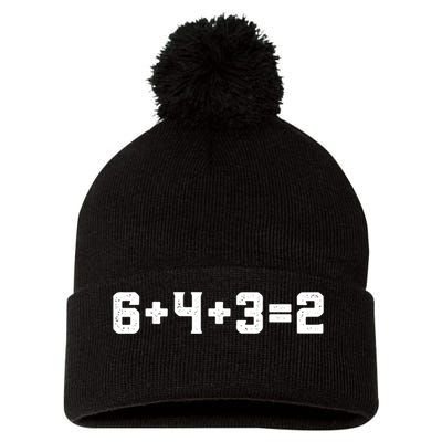 6432 Baseball Double Play Funny Baseball 6 4 3 2 Pom Pom 12in Knit Beanie