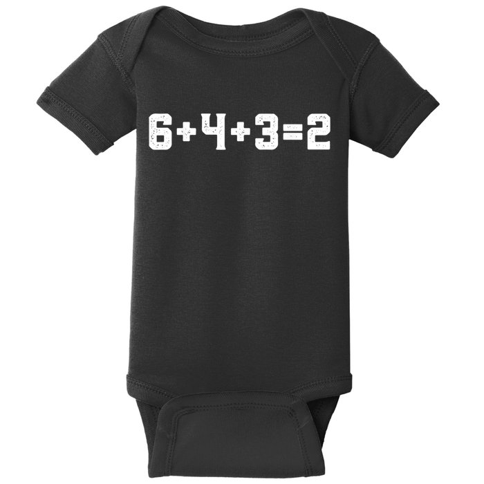 6432 Baseball Double Play Funny Baseball 6 4 3 2 Baby Bodysuit