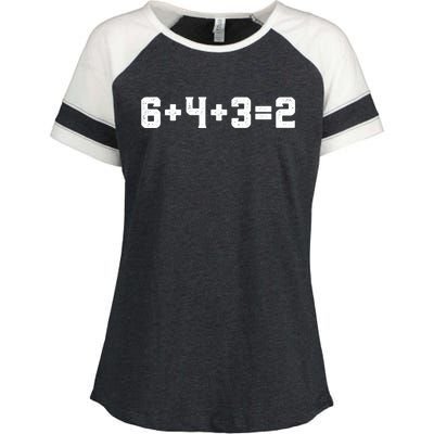 6432 Baseball Double Play Funny Baseball 6 4 3 2 Enza Ladies Jersey Colorblock Tee