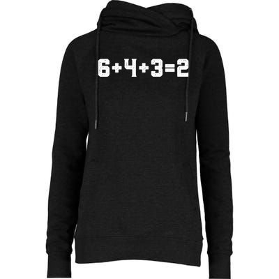 6432 Baseball Double Play Funny Baseball 6 4 3 2 Womens Funnel Neck Pullover Hood