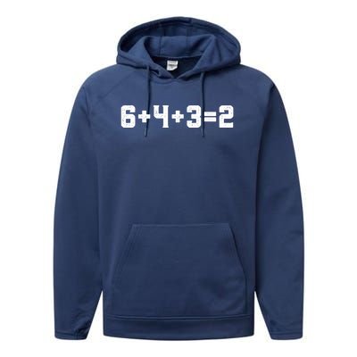 6432 Baseball Double Play Funny Baseball 6 4 3 2 Performance Fleece Hoodie