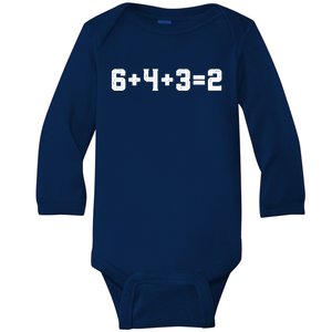 6432 Baseball Double Play Funny Baseball 6 4 3 2 Baby Long Sleeve Bodysuit