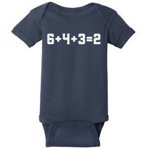 6432 Baseball Double Play Funny Baseball 6 4 3 2 Baby Bodysuit