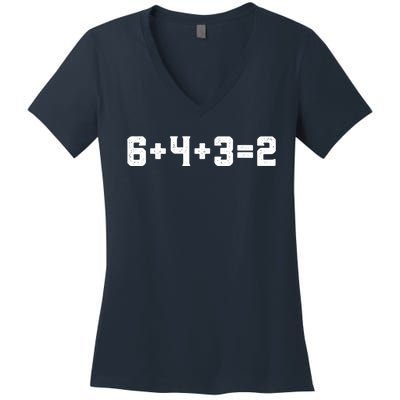 6432 Baseball Double Play Funny Baseball 6 4 3 2 Women's V-Neck T-Shirt