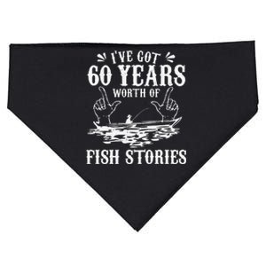 60th Birthday Fisherman Funny Bass Fishing Gift Idea USA-Made Doggie Bandana