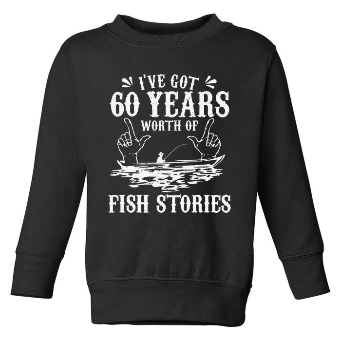 60th Birthday Fisherman Funny Bass Fishing Gift Idea Toddler Sweatshirt