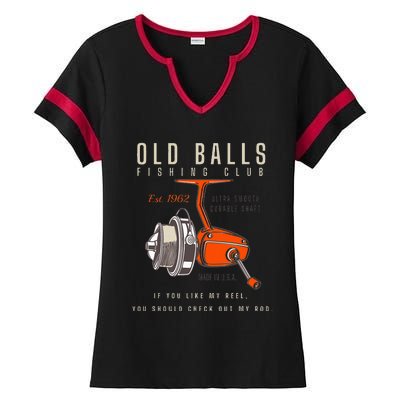 60th Birthday Fishing Pun Over The Hill 60 Ladies Halftime Notch Neck Tee