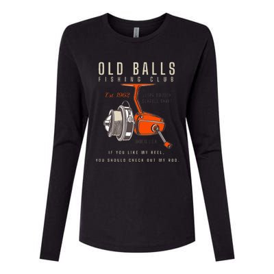 60th Birthday Fishing Pun Over The Hill 60 Womens Cotton Relaxed Long Sleeve T-Shirt