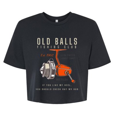 60th Birthday Fishing Pun Over The Hill 60 Bella+Canvas Jersey Crop Tee