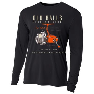 60th Birthday Fishing Pun Over The Hill 60 Cooling Performance Long Sleeve Crew